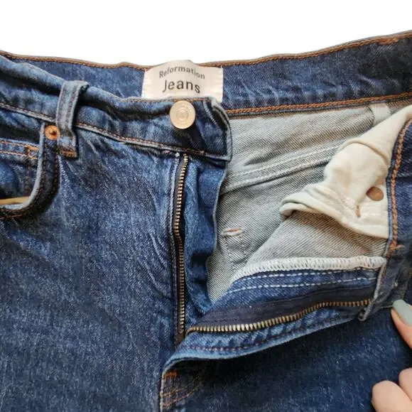 Reformation Liza Ultra High Rise Straight Jeans, Huntington Wash, size 28 - Picture 3 of 11